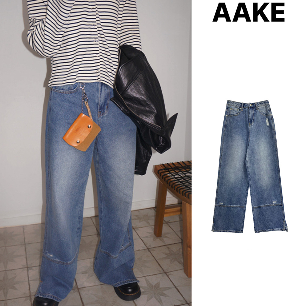 【AAKE】DAMAGE BLOCK DENIM