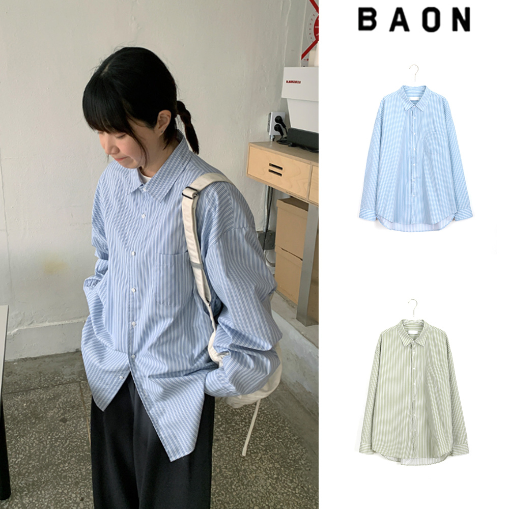 【BAON】[unisex] Karne Stripe Over Shirt