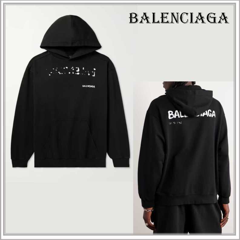【関税込】◆BALENCIAGA バレンシアガ◆ロゴ コットン パーカー