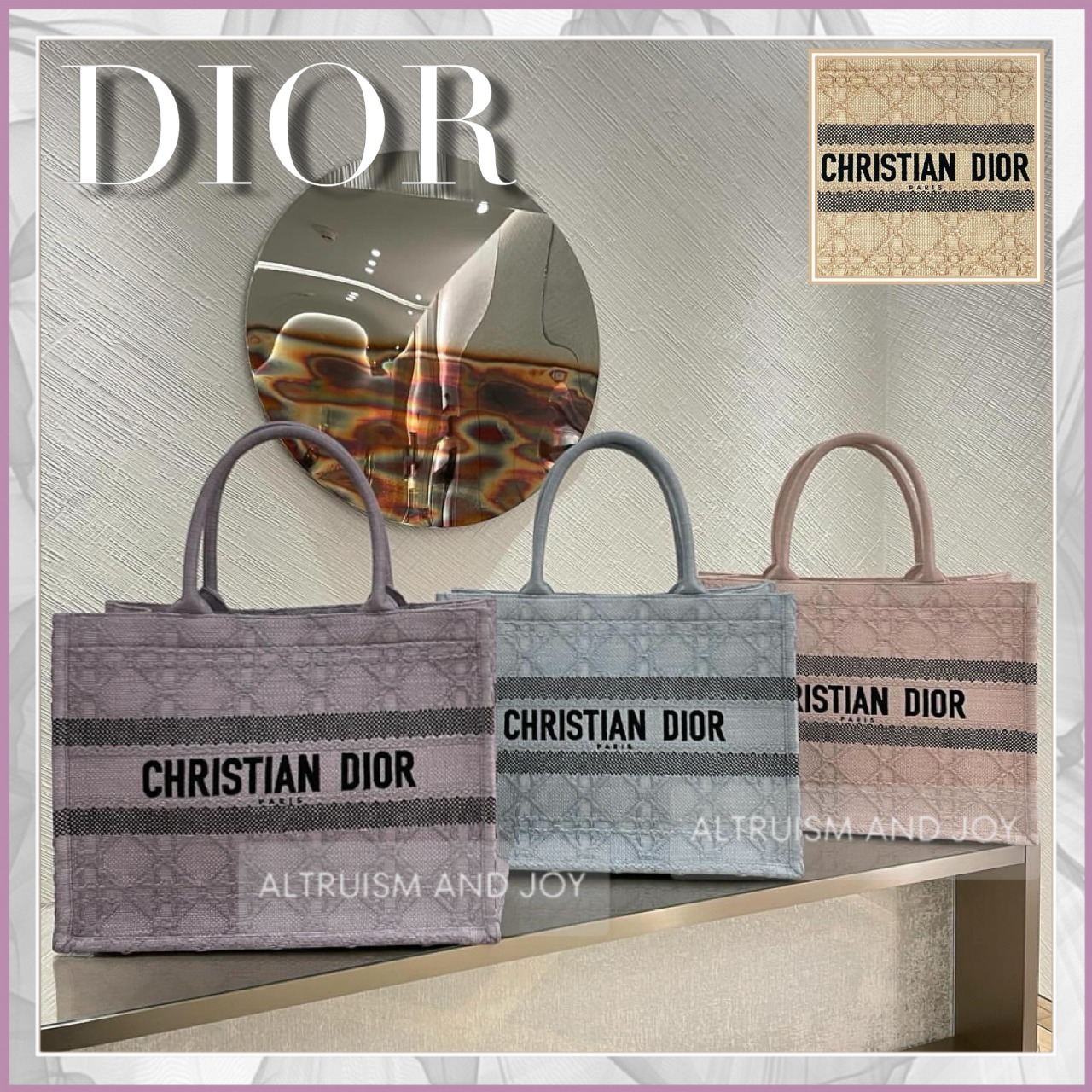 【24SS★ラフィアが可愛い】DIOR Book Tote バッグ ミディアム