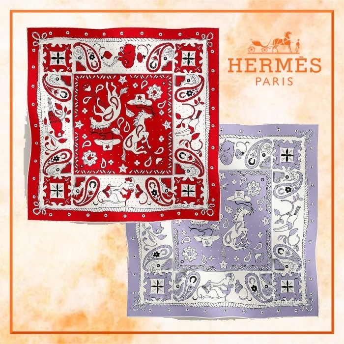 コミックタッチのウエスタン世界Hermes Animaux Bandanaバンダナ