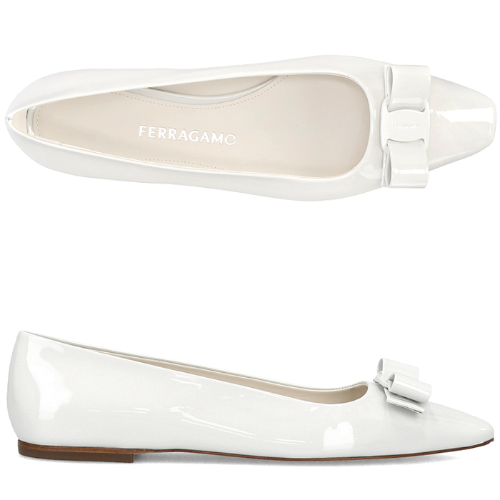 Ferragamo★バレリーナ フラットシューズ ANZ 1 BIANCO OTTICO