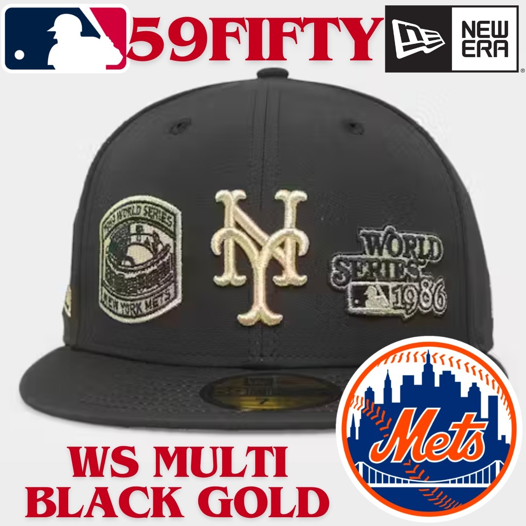 【US限定】NEW ERA 59FIFTY New York Mets WS Multi Black Gold
