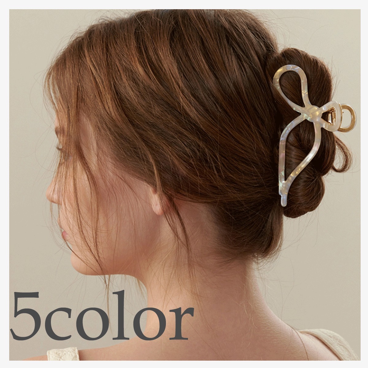 ヘアアクセサリー TATIANA Marbring Curve Ribbon Hair Claw Clip 4BTR422
