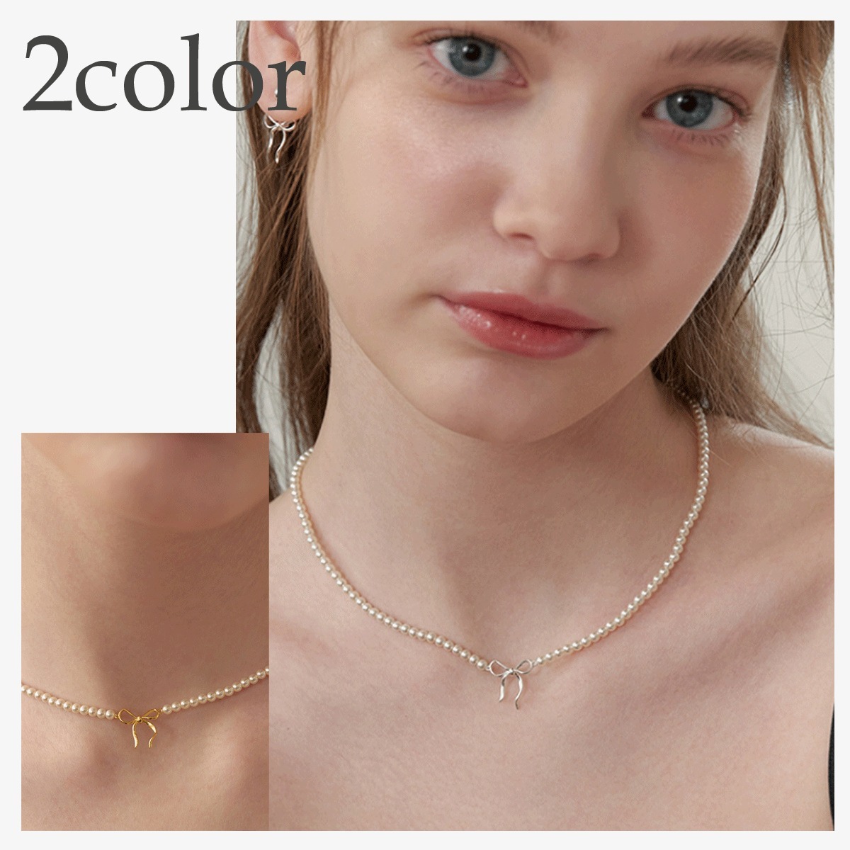 ネックレス・ペンダント TATIANA (SILVER925) Ribbon Tie Pearl necklace 4BTR426
