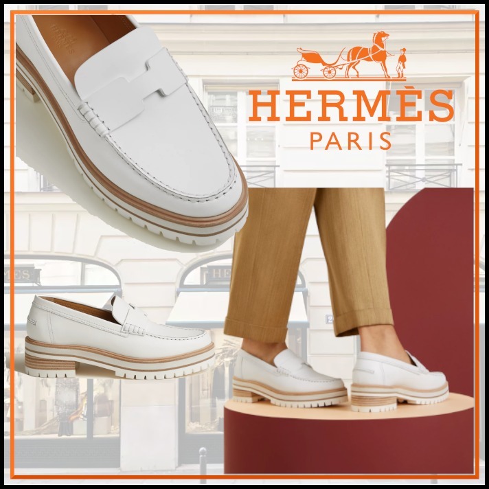 コーデにアクセントを ホワイト登場！HermesIvy ローファー