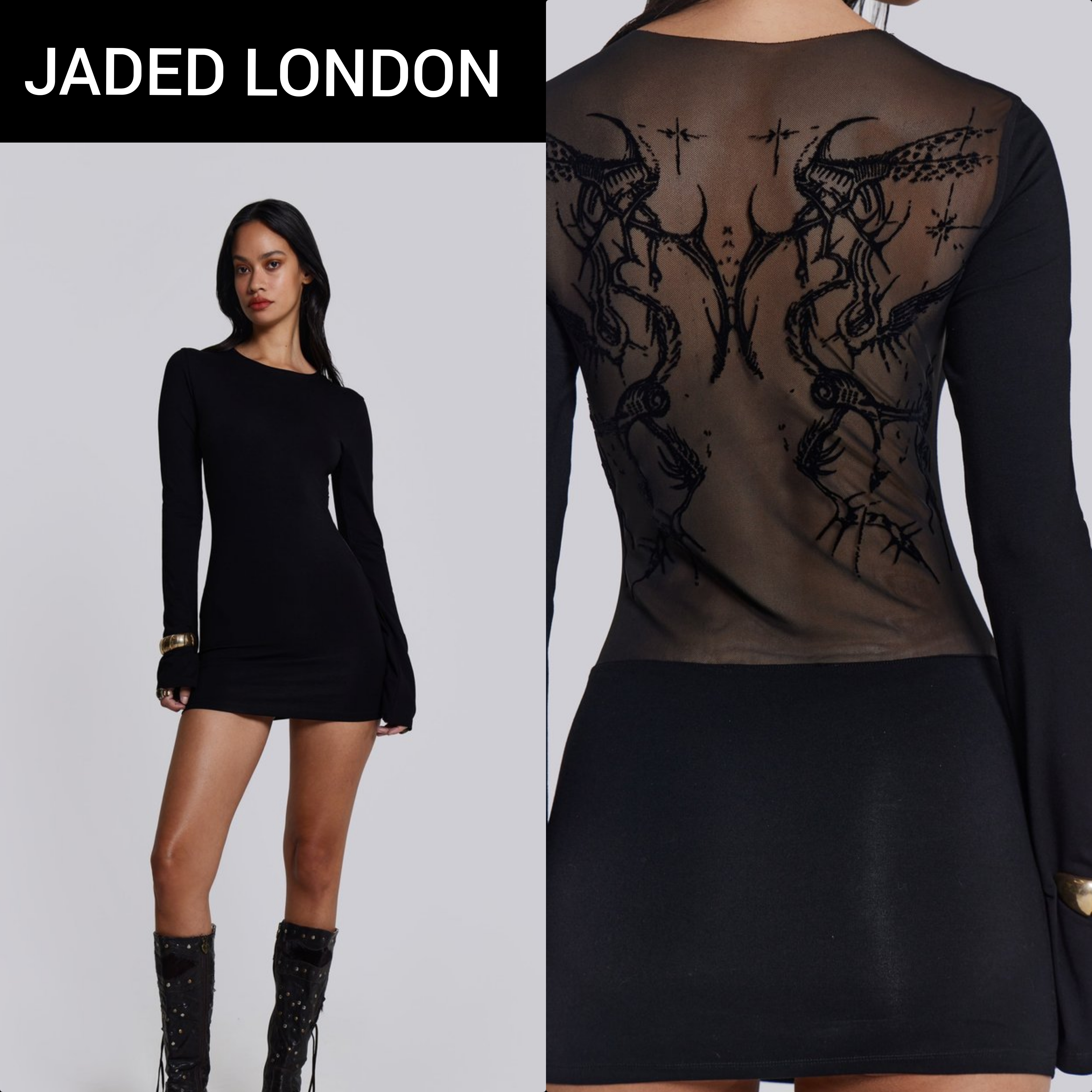 ◆関税送料込◆JADED LONDON◆ブラックウィングスメッシュドレス