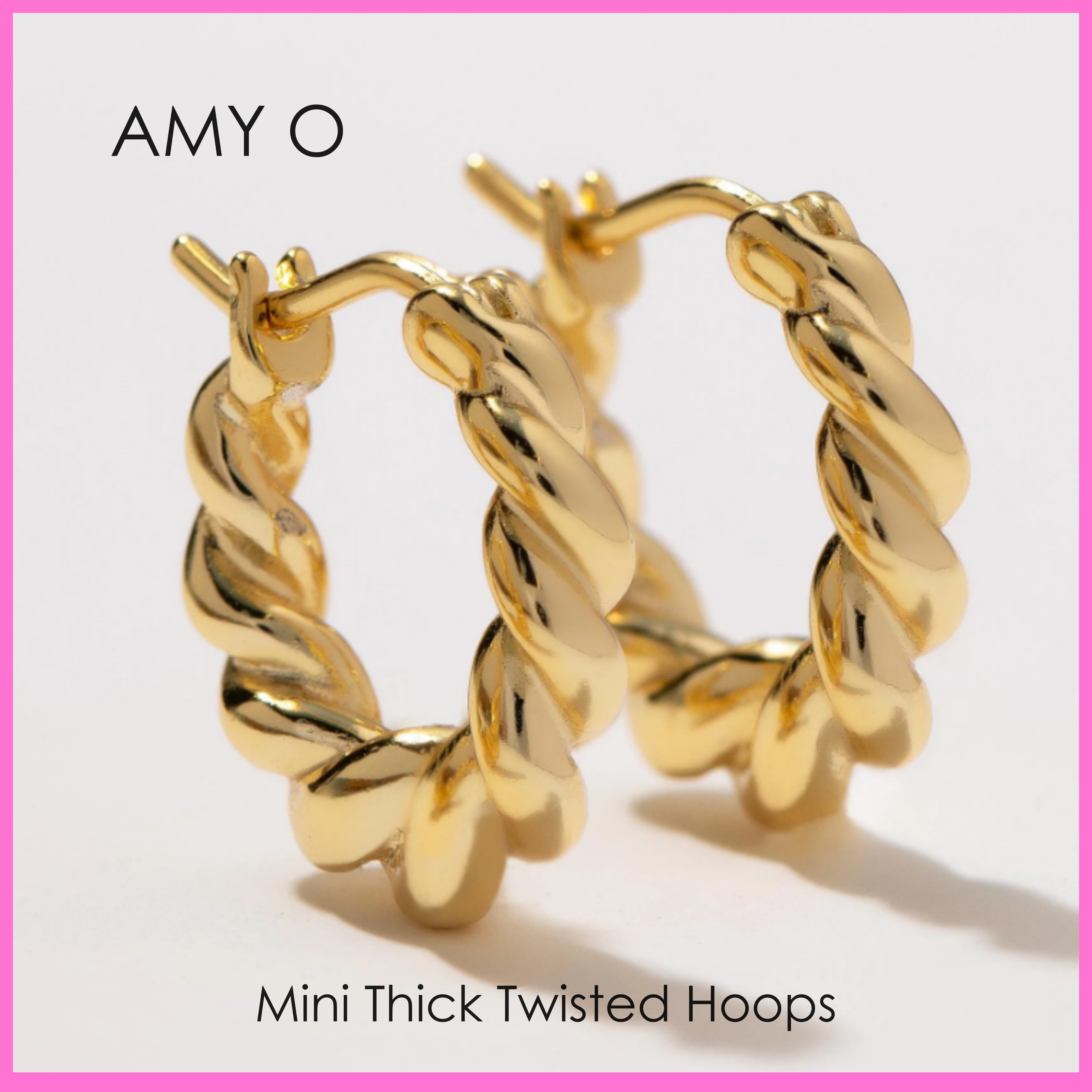 送料関税込【AMY O】Mini Thick Twisted Hoops ピアス☆国内発送