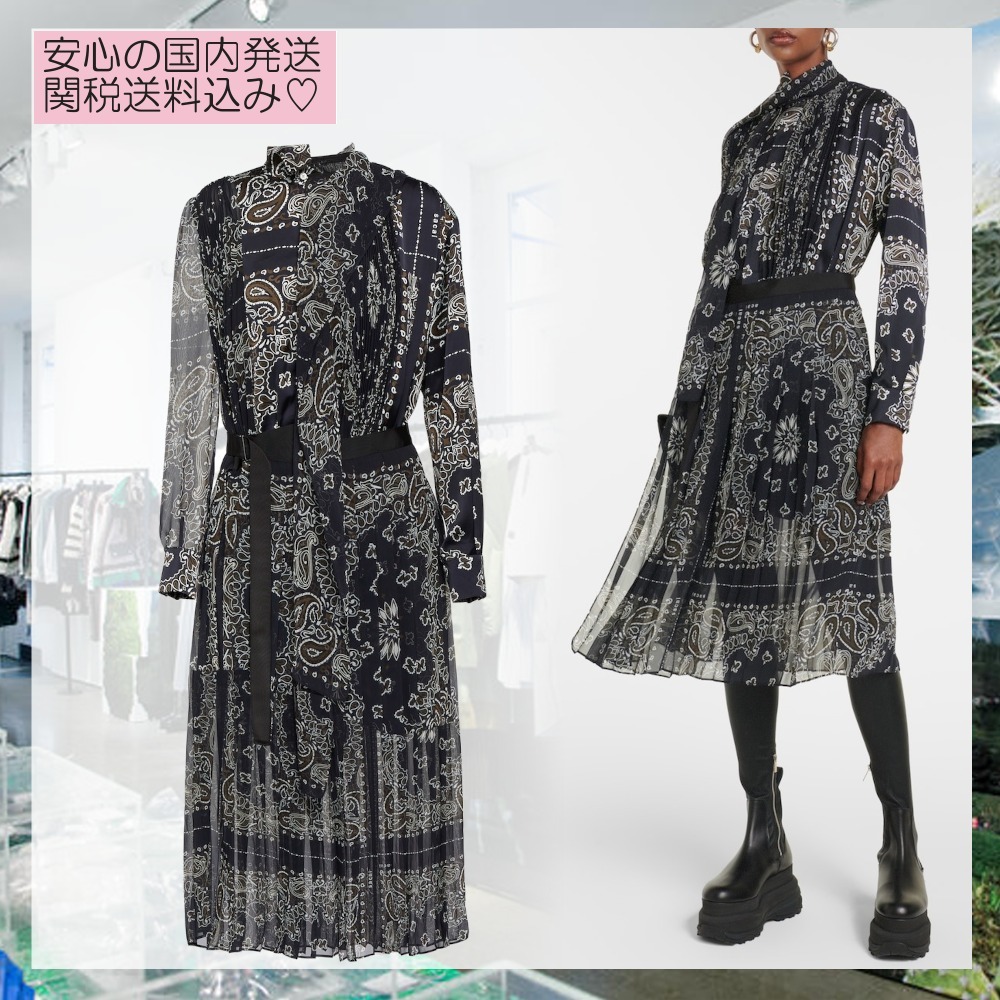 関送込み【sacai】Bandana-printed midi dress