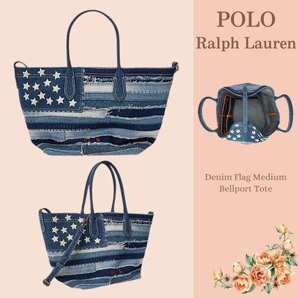 POLO RALPH LAUREN Totes Casual Style Denim Blended Fabrics Street Style 2WAY Leather