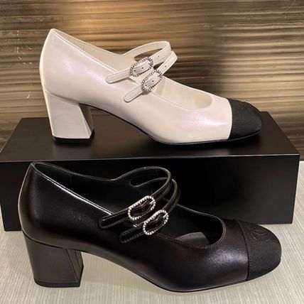 CHANEL More Flats Casual Style Plain Leather Party Style Office Style