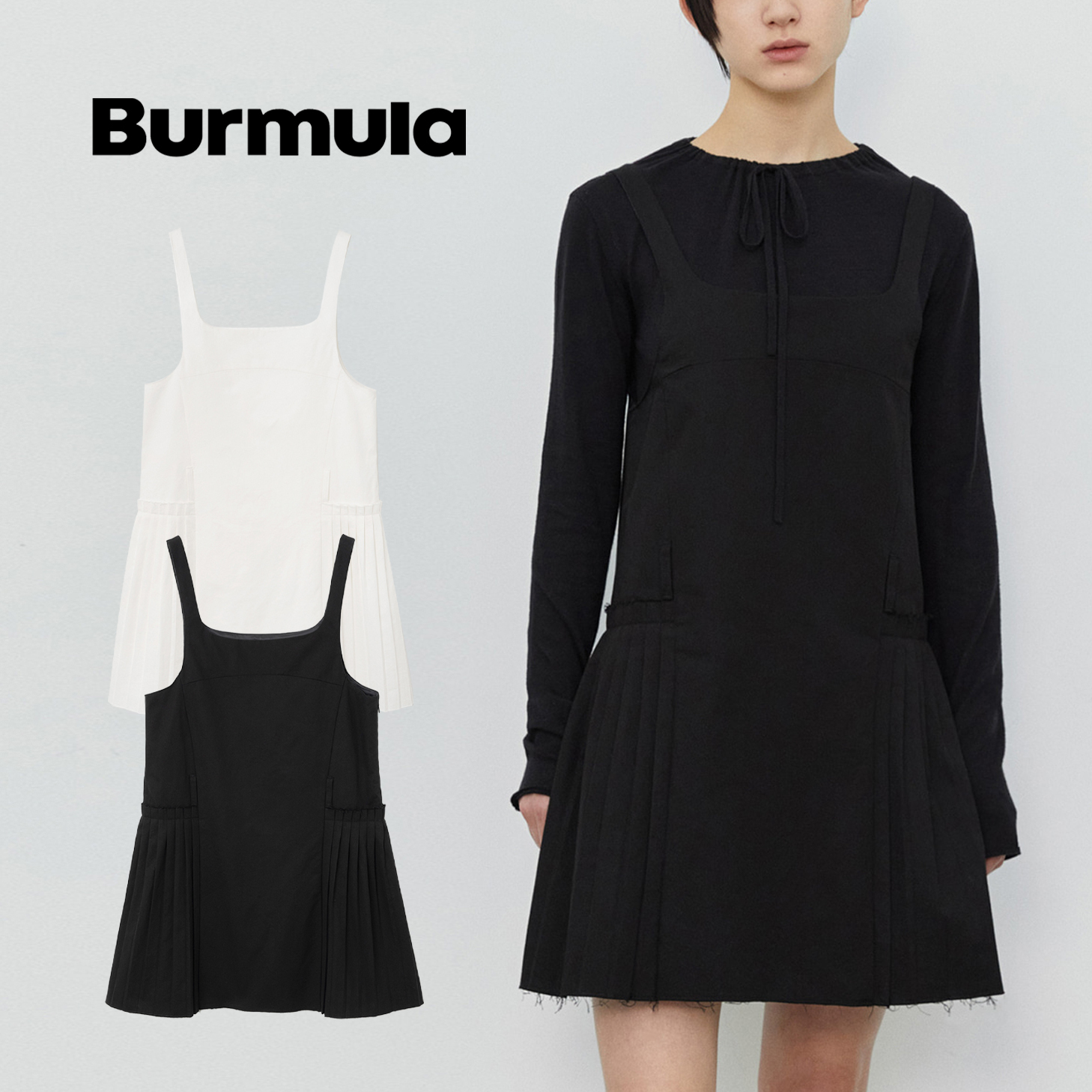 ワンピース Burmula : 24SS / PLEATS MINI DRESS (2COLORS)