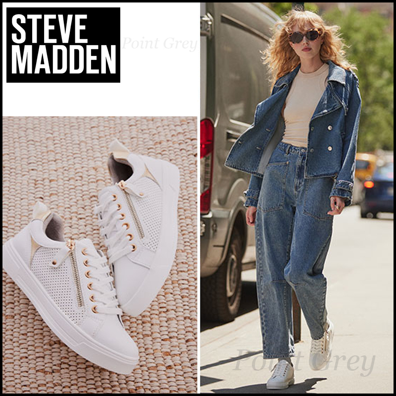 Steve Madden☆ 輝くサイドジッパー・レースアップスニーカー