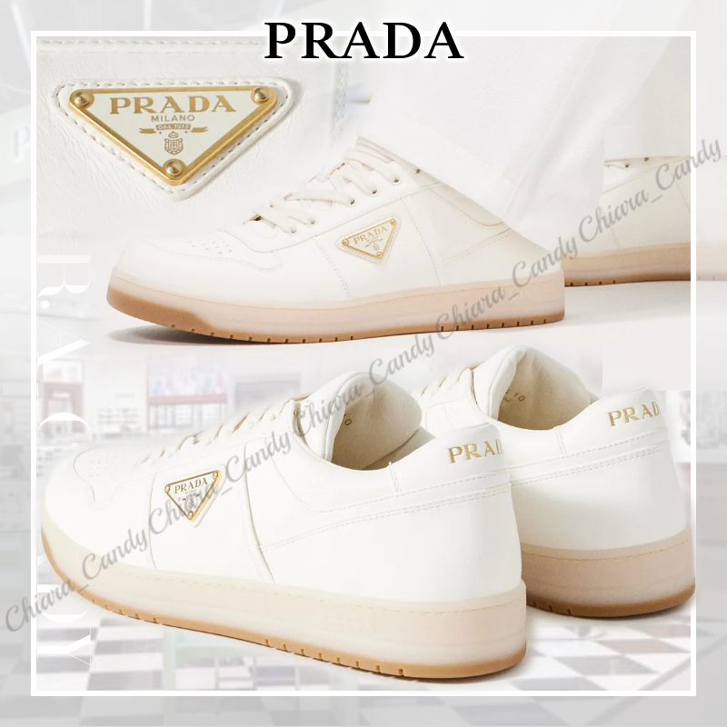 【24SS】PRADA_man / Downtown レザー スニーカー / Cream