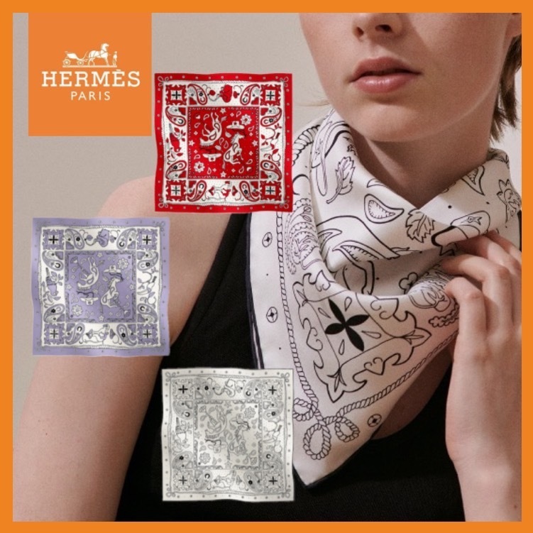 ＊オシャレ＊【HERMES】バンダナ 55 アニモー シンプル モダン