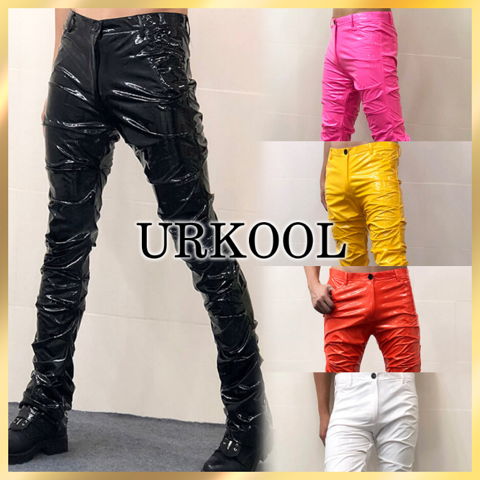 国内発送/関税込☆URKOOL☆スタック スキニー レザー パンツ☆ 国内発送/関税込☆URKOOL☆スタック スキニー レザー パンツ☆