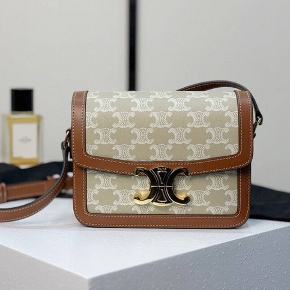 【CELINE】ティーン トリオンフバッグ キャンバス グレージュ