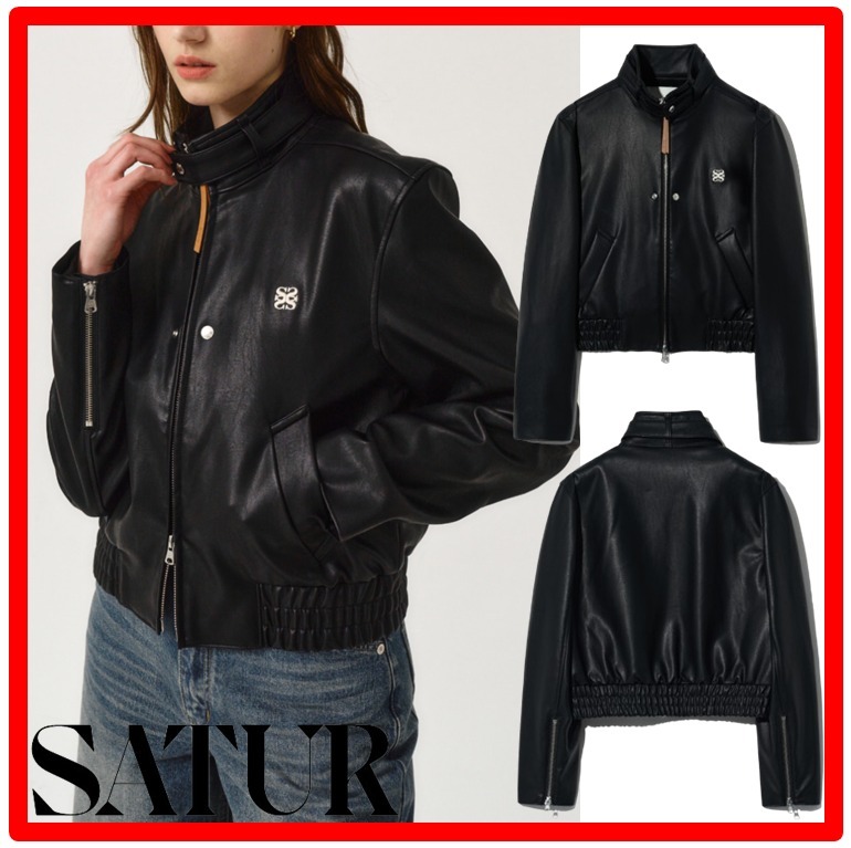 ☆韓国の人気☆【SATUR】☆(W) Lecce Leather Zip Up Jacke.t☆