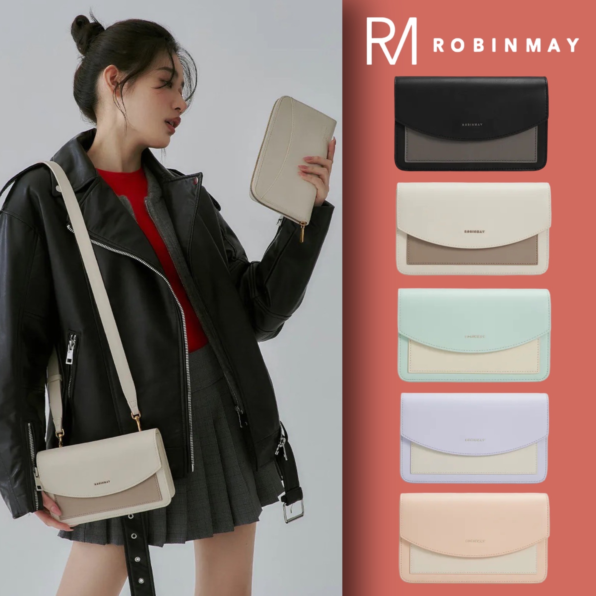 ★ROBINMAY★夏洛特真皮鐵錬長夾 ショルダーバッグ/送料込