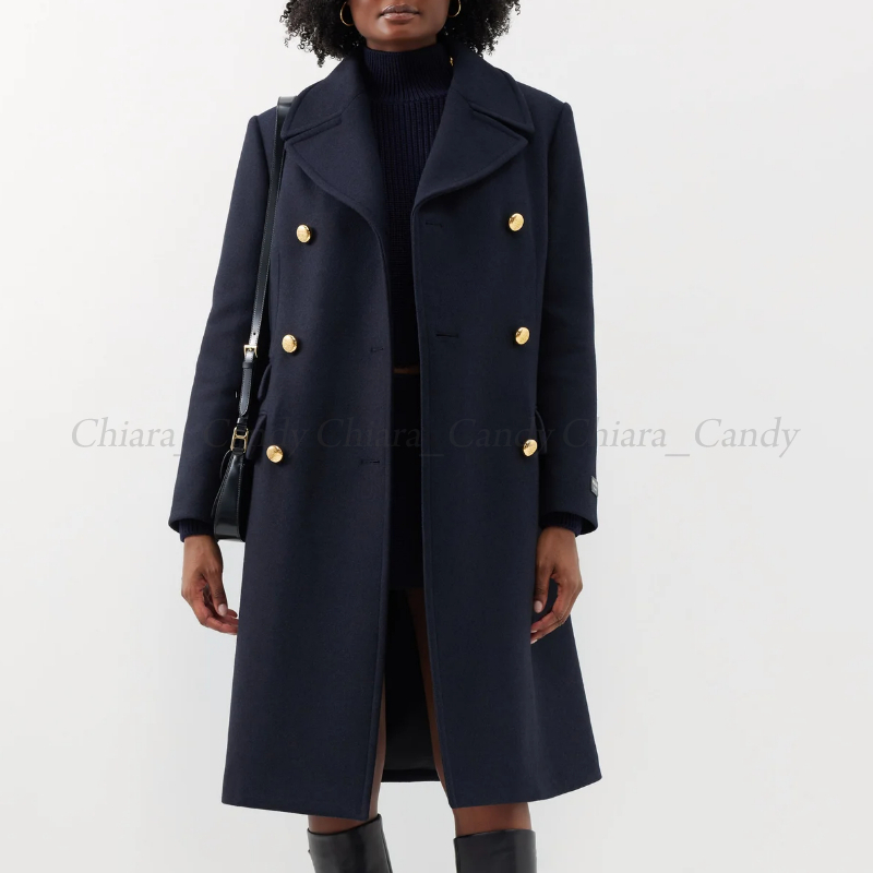 ☆23AW Jil Sander ブラック ダブルブレスト ウールコート 46