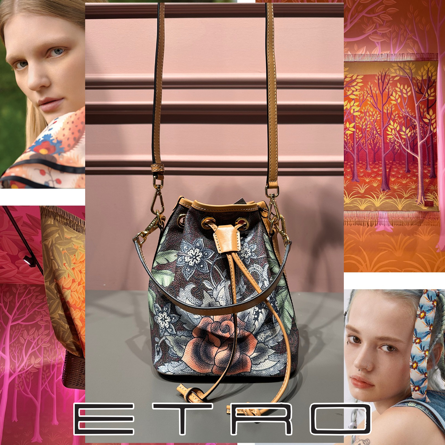 ETRO フラワー ショルダーバッグ マルチカラー