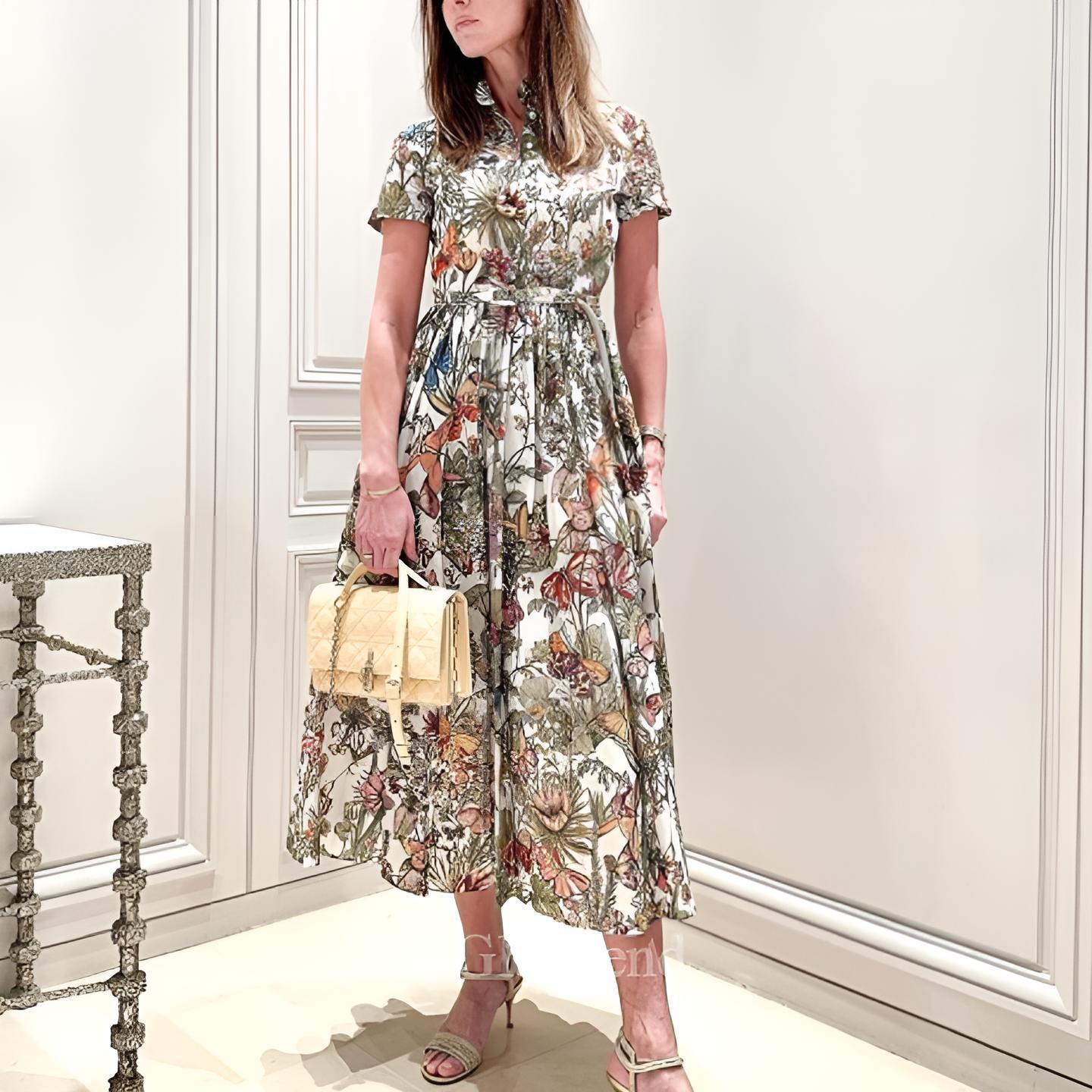 【自然的美しさ♪】Dior Dioriviera ミディシャツドレス Dioriviera Mid-Length Shirtdress White Cotton Muslin with