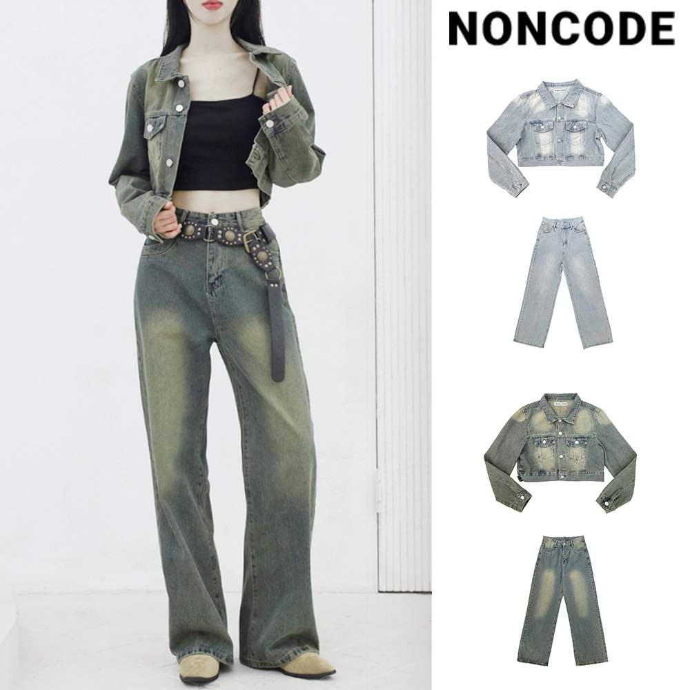 【NONCODE】24SS★ [NONCODE] Laure Denim Crop Jk Denim Pt Set