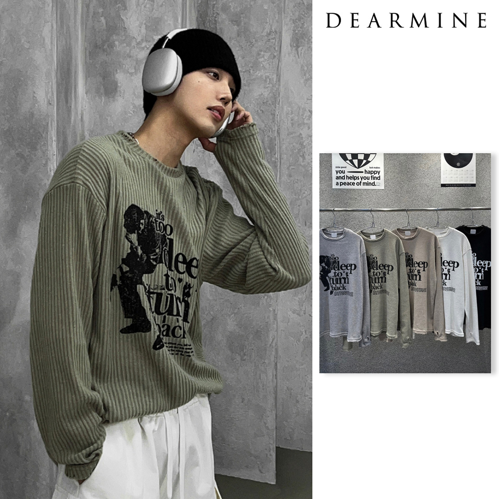 【DEARMINE】Deep Ribbed Knit T-Shirt
