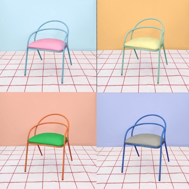 ダブルラウンドチェア A Type〔PU皮革〕/ 椅子 (1色/52x56x74cm)