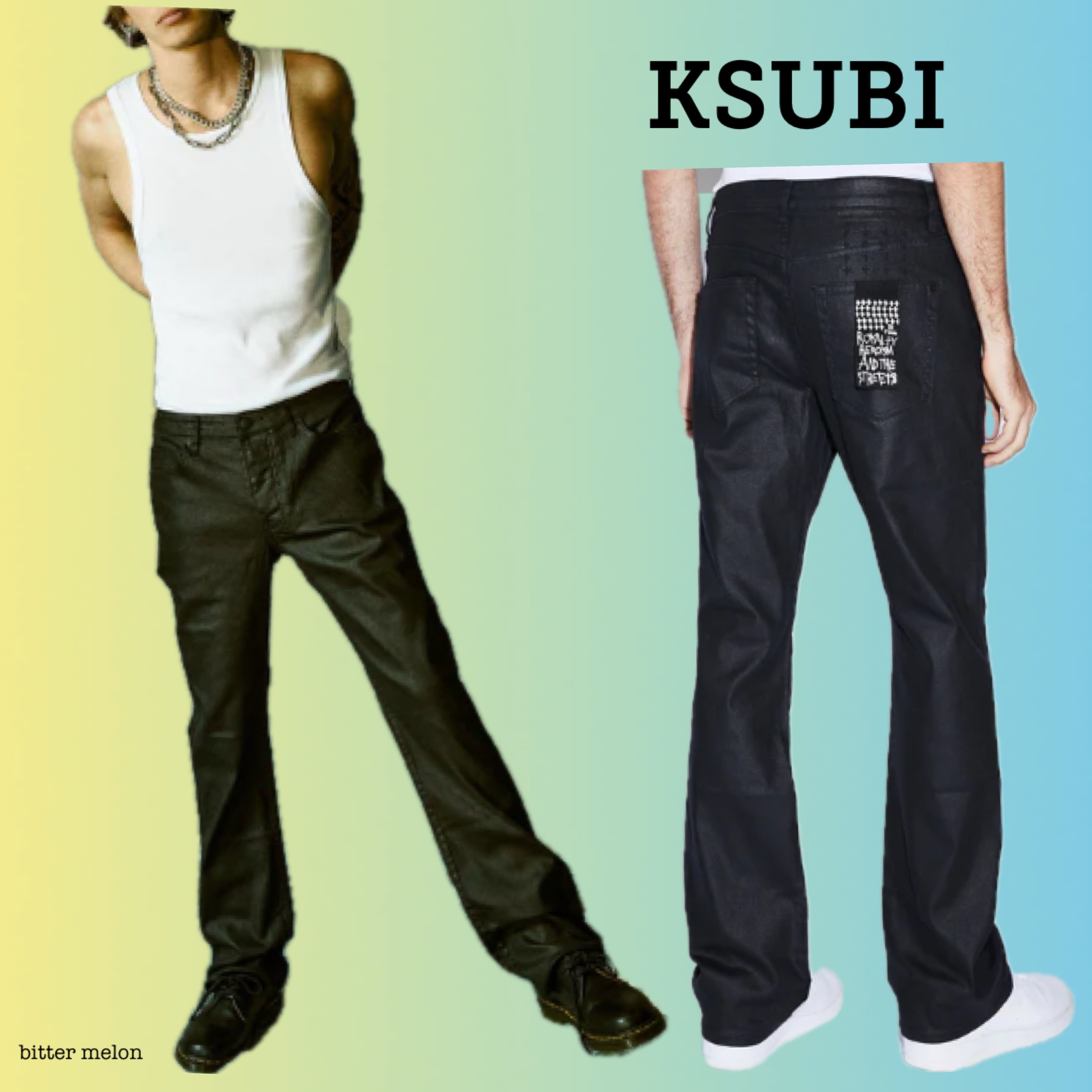 KSUBI ◆ Bronko Black Wax ワックス ブーツカット ストレッチ