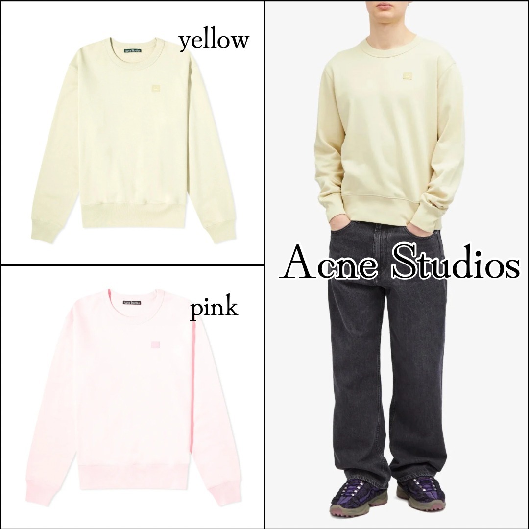 【Acne studios】アクネ スウェット クルーネック ピンク/黄色