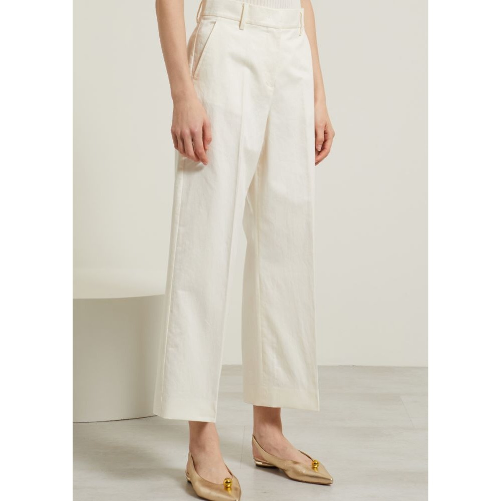 S Max Maraアウトレット「CONICO」コットン混紡フレアパンツ S Max Mara センタープレス フレアパンツ | ニュートラル