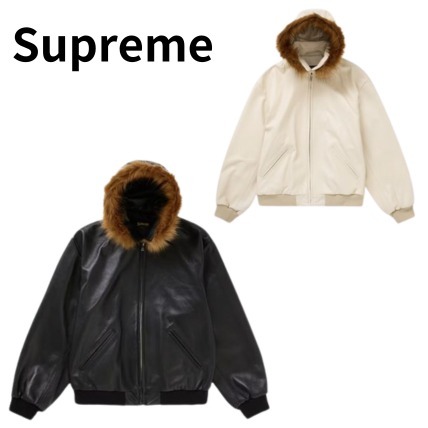 ジャケットその他 24SS Week5 SUPREME SCHOTT HOODED LEATHER BOMBER JACKET