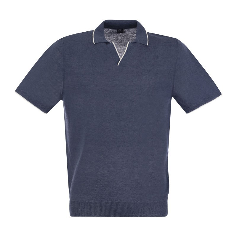 Tシャツ・カットソー Fedeli Polo shirt with open collar in linen and cotton
