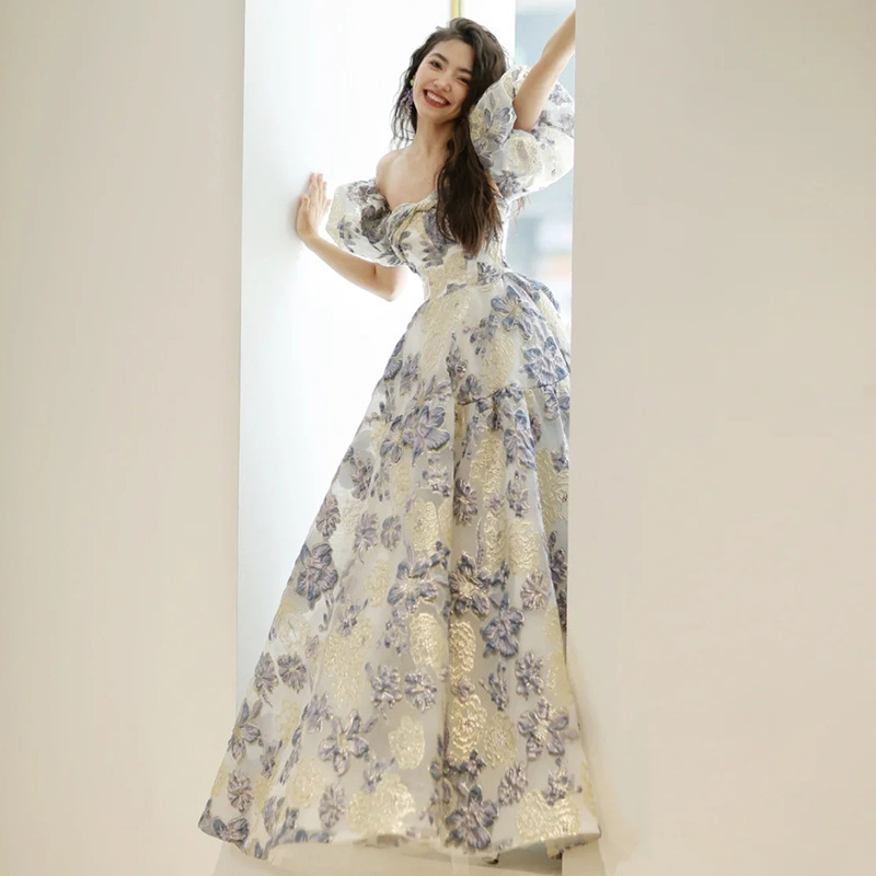 オフショルダー イブニングドレス 花柄 パーティー nr2810