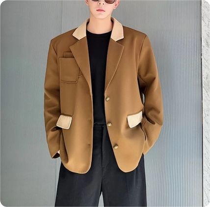 テーラードジャケット M~XL バイカラー シングルブレスト org.jpg