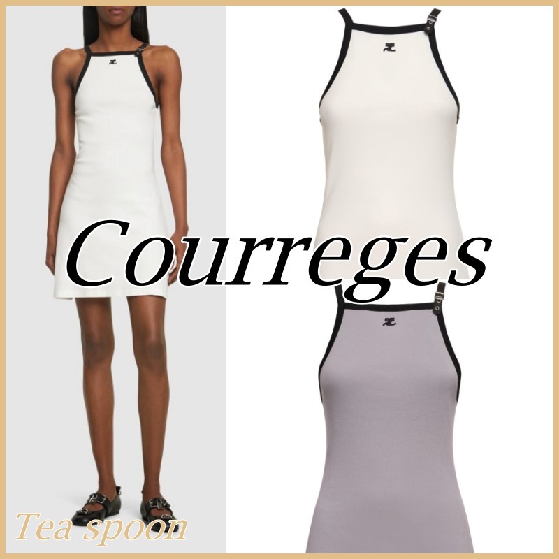 Courreges◆コットン ピンバックル ミニワンピース 2色 送料込
