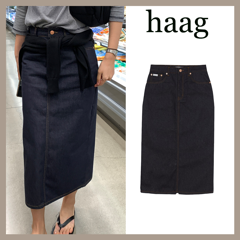 【haag】a non-fade skirt (indigo)☆韓国 人気☆24SS☆スカート