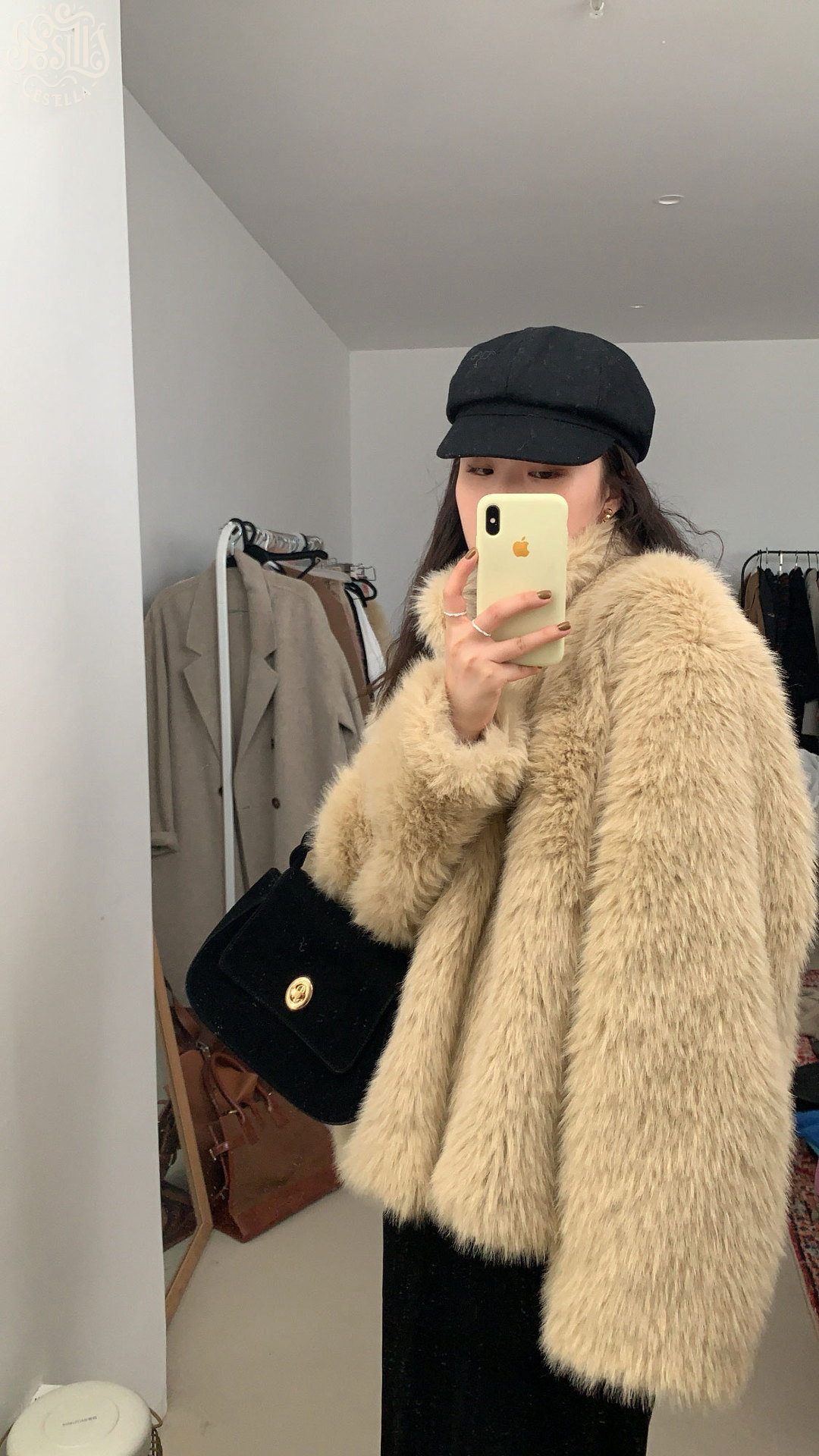 フェイク ファー ハーフ コート ジャケット フロントホック S~L