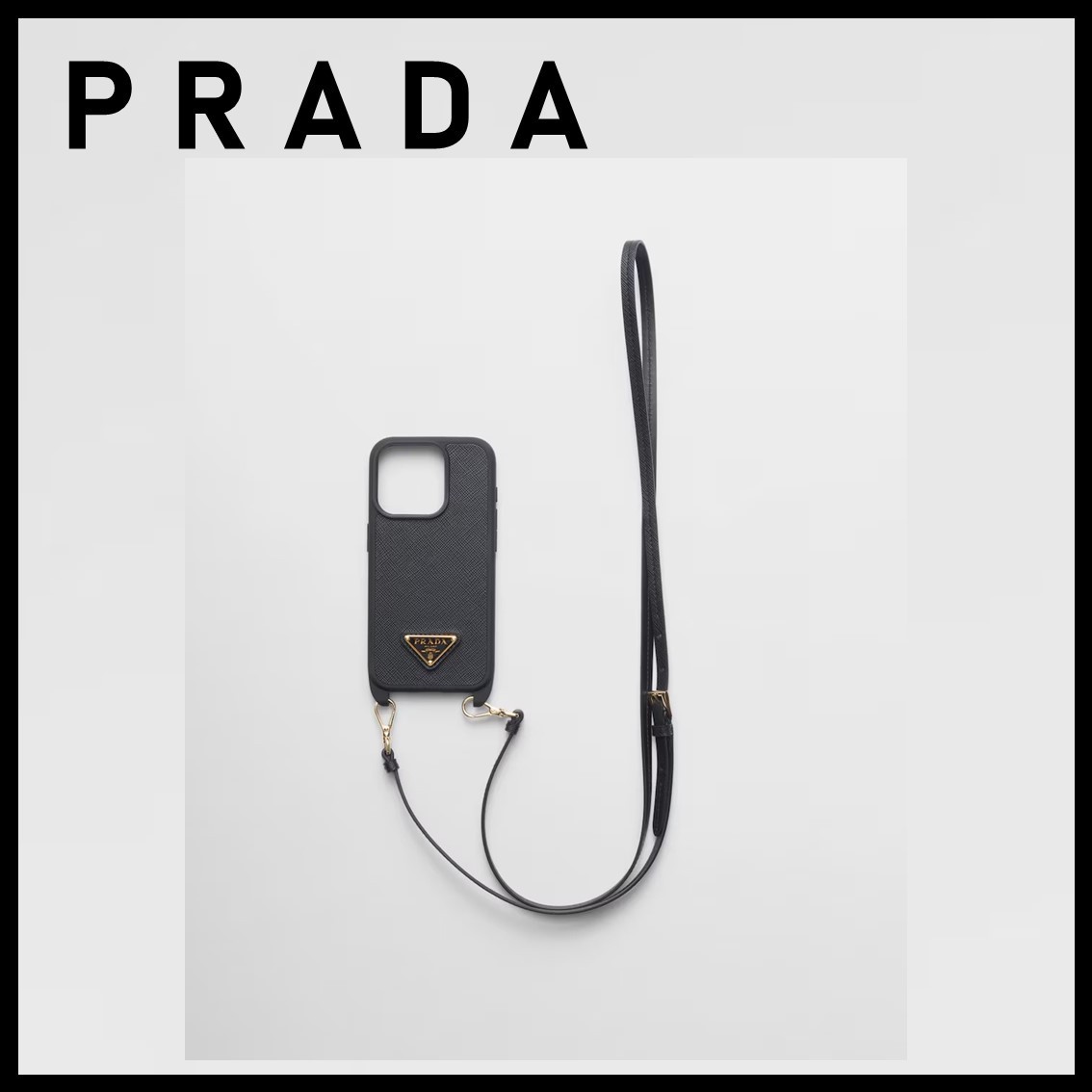 【直営店買付】プラダ☆Saffiano iPhone15Pro ケース ☆1ZH181 直営店買付☆PRADA☆サフィアーノレザー iPhone15ProMax用ケース
