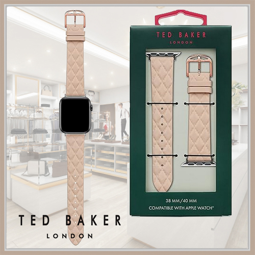 上品【Ted Baker】Pink キルティング レザー Apple Watchバンド