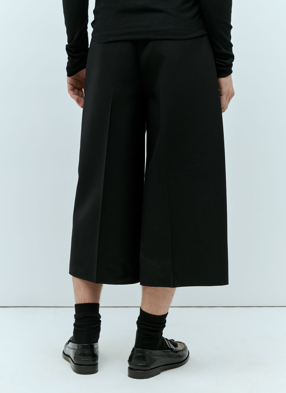 GUCCI ウールシルククロップドパンツ ブラック 大人気 (GUCCI