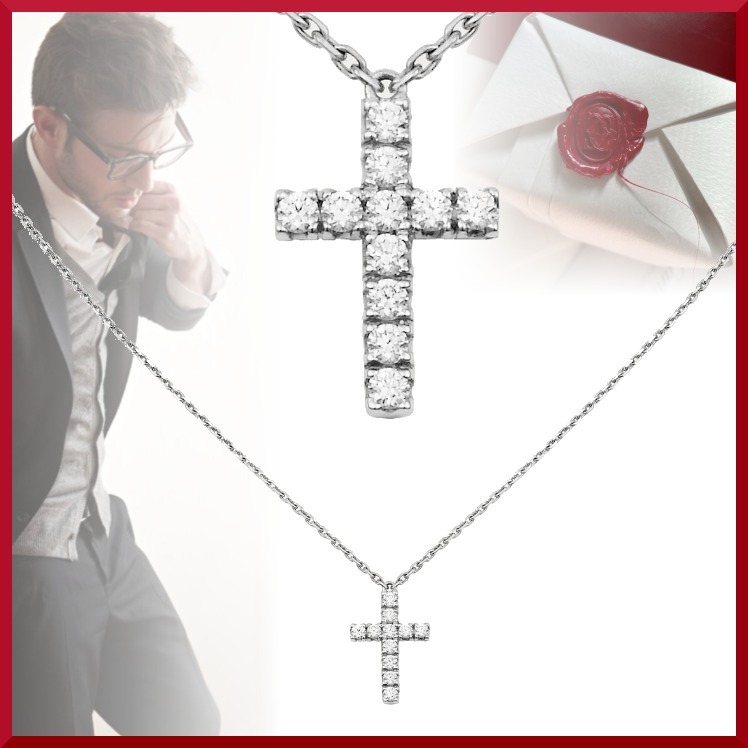 【Cartier】クロス シンボルネックレス ダイヤ ホワイトゴールド