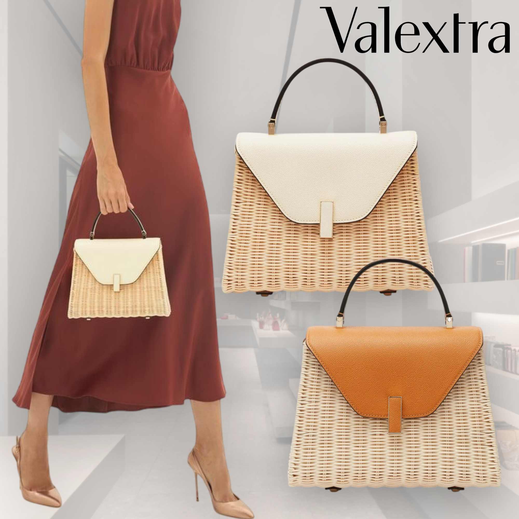 直営店買付【Valextra】Iside イジィデ ウィッカー ミディアム
