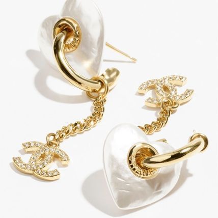 希少！24P【CHANEL】ホワイトハート クリスタル 揺れるピアス