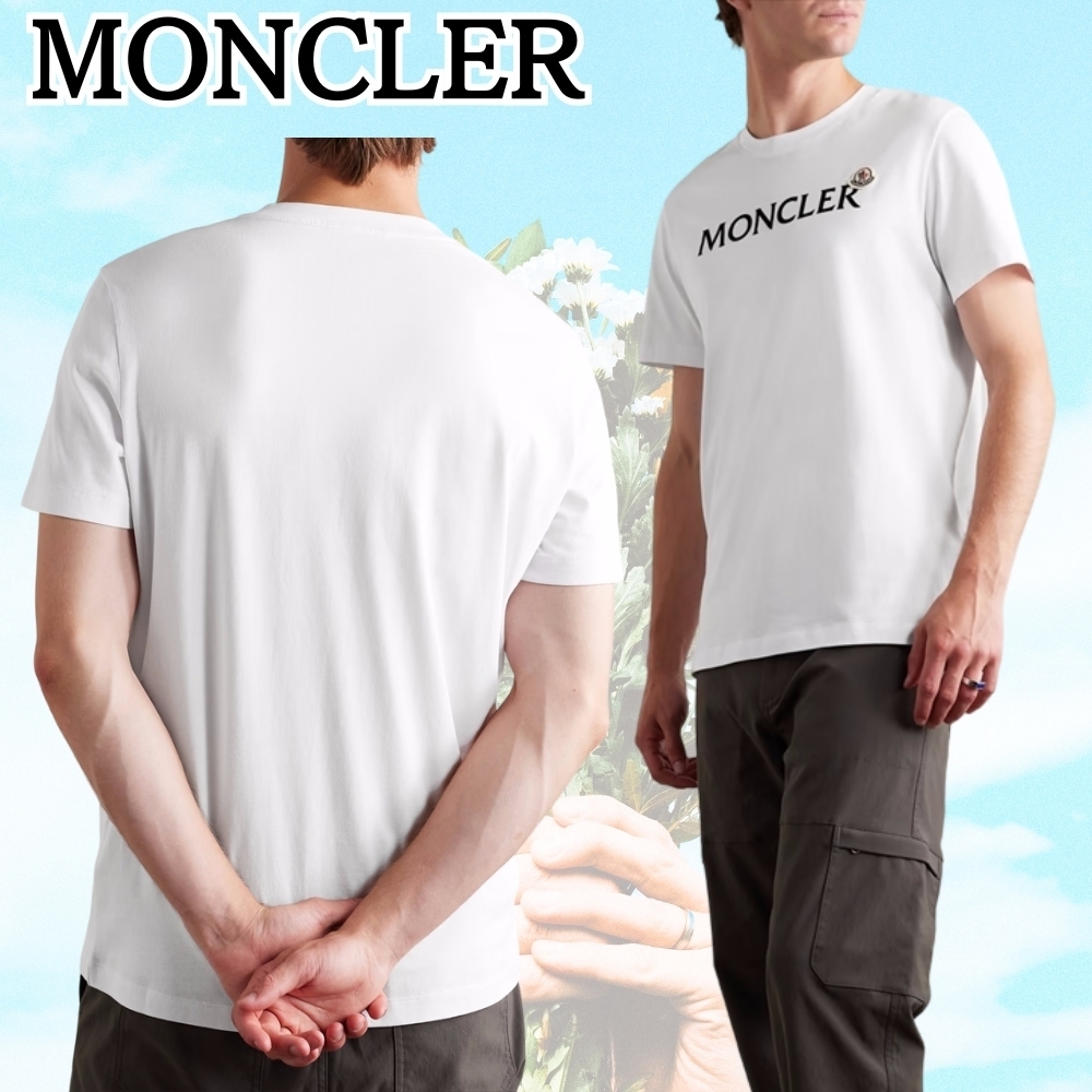 Moncler*贅沢な装い*スリムフィット ロゴ フロック加工Tシャツ