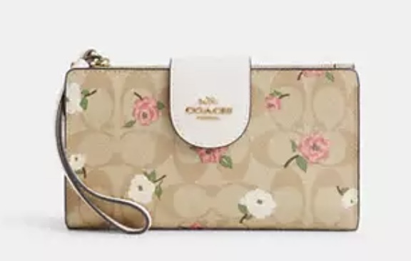 折りたたみ財布 [COACH] Phone Wallet In Signature Canvas With Floral Print
