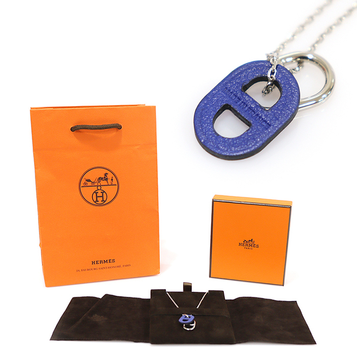 HERMES ブルーエレクトリック オマイヨン ペンダントネックレス