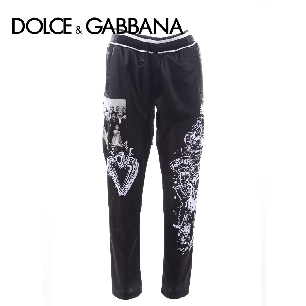 D&G トラウザー グラフィック サテン ブラック 【国内発送】