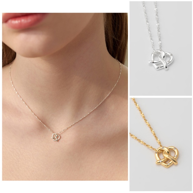 TATIANA☆[Silver925] Glow Pretzel Heart Necklace